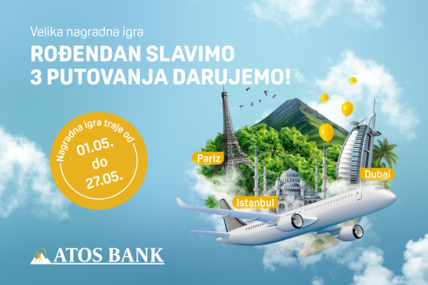 Рођенданска наградна игра АТОС Банке - Путовања чекају на вас!