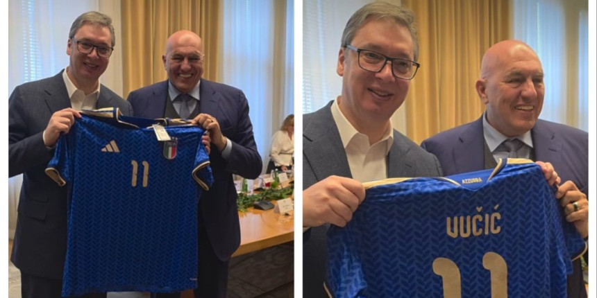 Vučiću poklon dres Italije sa njegovim prezimenom