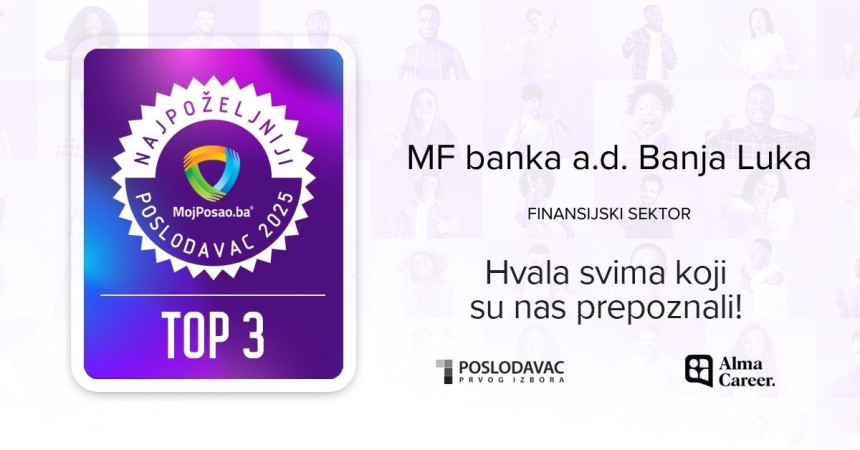 Veliki uspjeh domaće banke: MF banka među TOP 10 u BiH