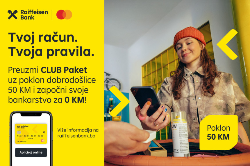 Твој рачун. Твоја правила. Вријеме је за Раиффеисен ЦЛУБ пакет!