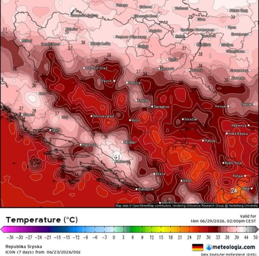 Стижу врелине: БиХ, Словенија и Хрватска под упозорењима