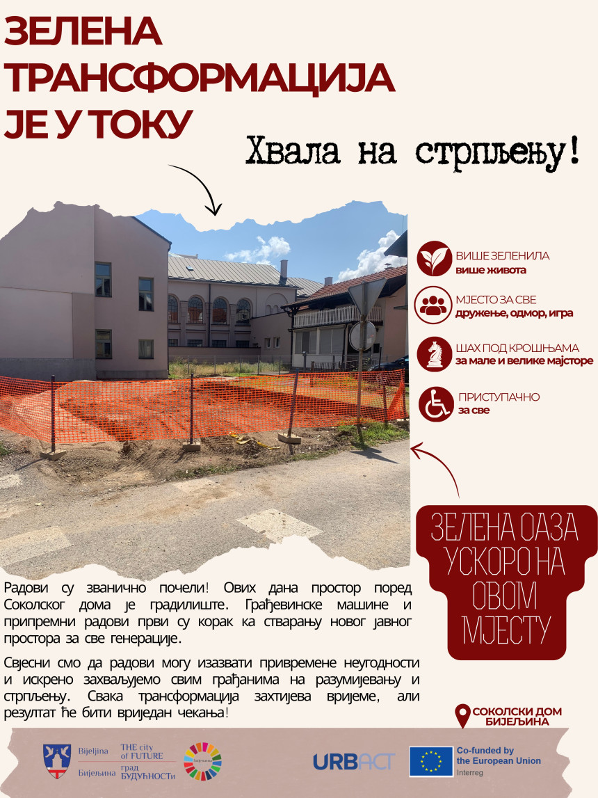 Zvanično počelo uređenje zelene oaze kod Sokolskog doma