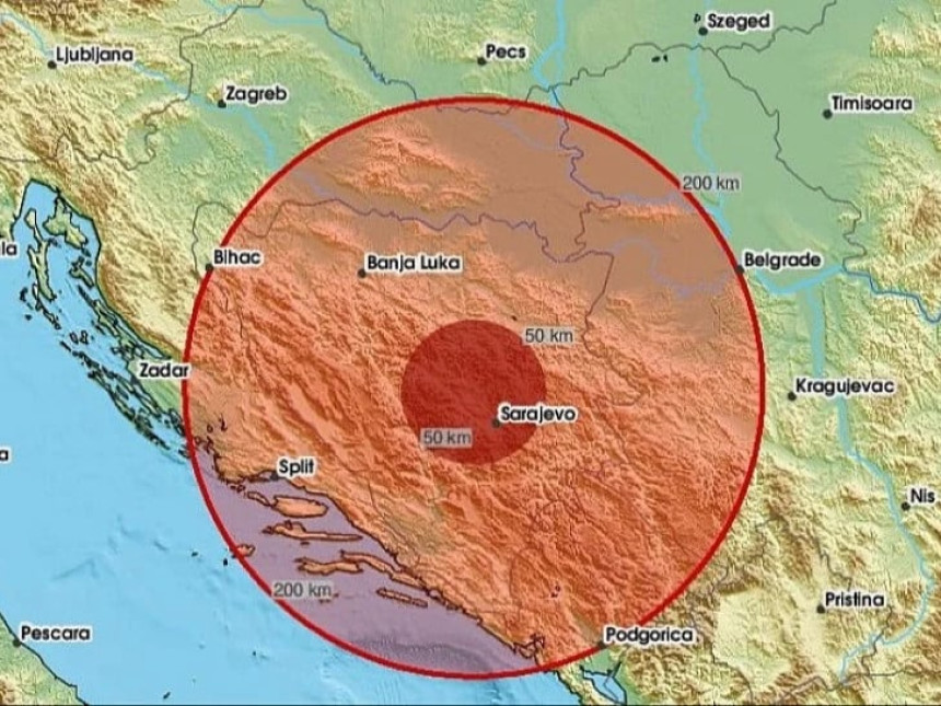 Земљотрес јутрос затресао БиХ, код Сарајева епицентар