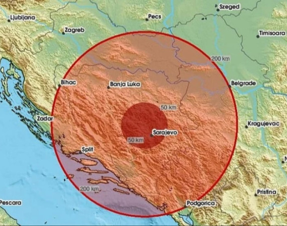 Земљотрес јутрос затресао БиХ, код Сарајева епицентар