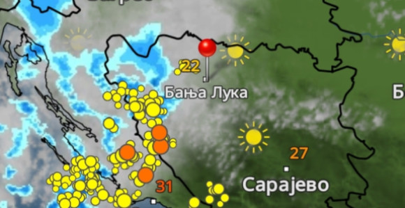Упаљен метеоаларм у БиХ, стижу пљускови, лед и јак вјетар