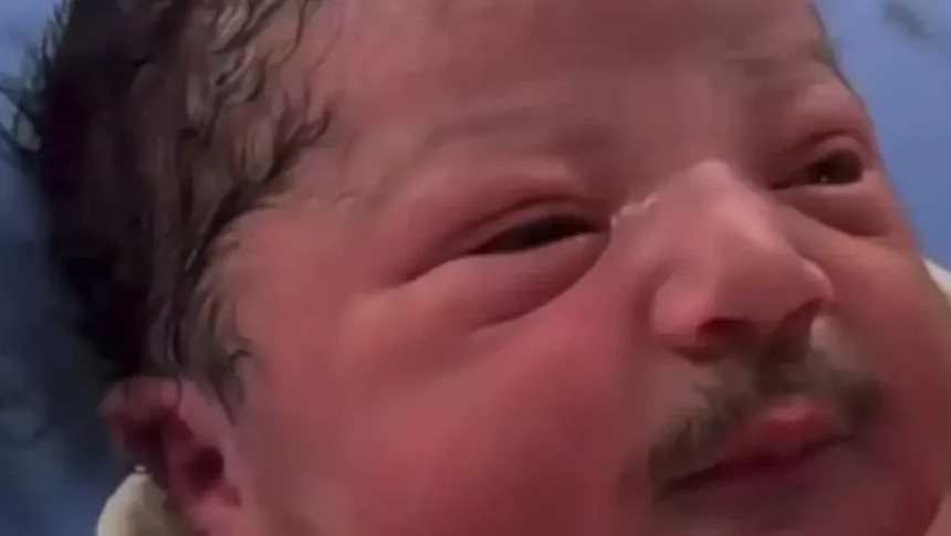 Beba rođena sa brkovima i bradom (foto, video)
