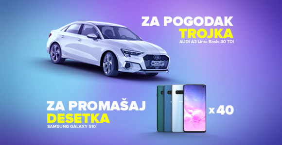 У Моззарту освоји АУДИ А3 Лимо, а сваког дана те чека и Самсунг Галаxy С10
