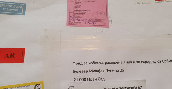Писмо на ћирилици се не може послати из Мостара