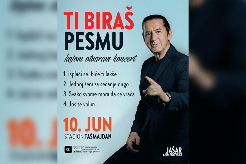 Obožavaoci biraju kojom će pesmom početi Jašarov koncert na Tašmajdanu!