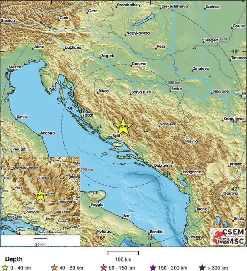 Snažan zemljotres pogodio BiH, osjetio se i u Dalmaciji