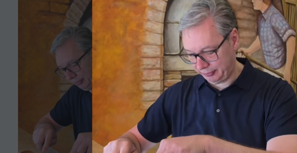 Vučić svratio na burek i čašicu razgovora (VIDEO)